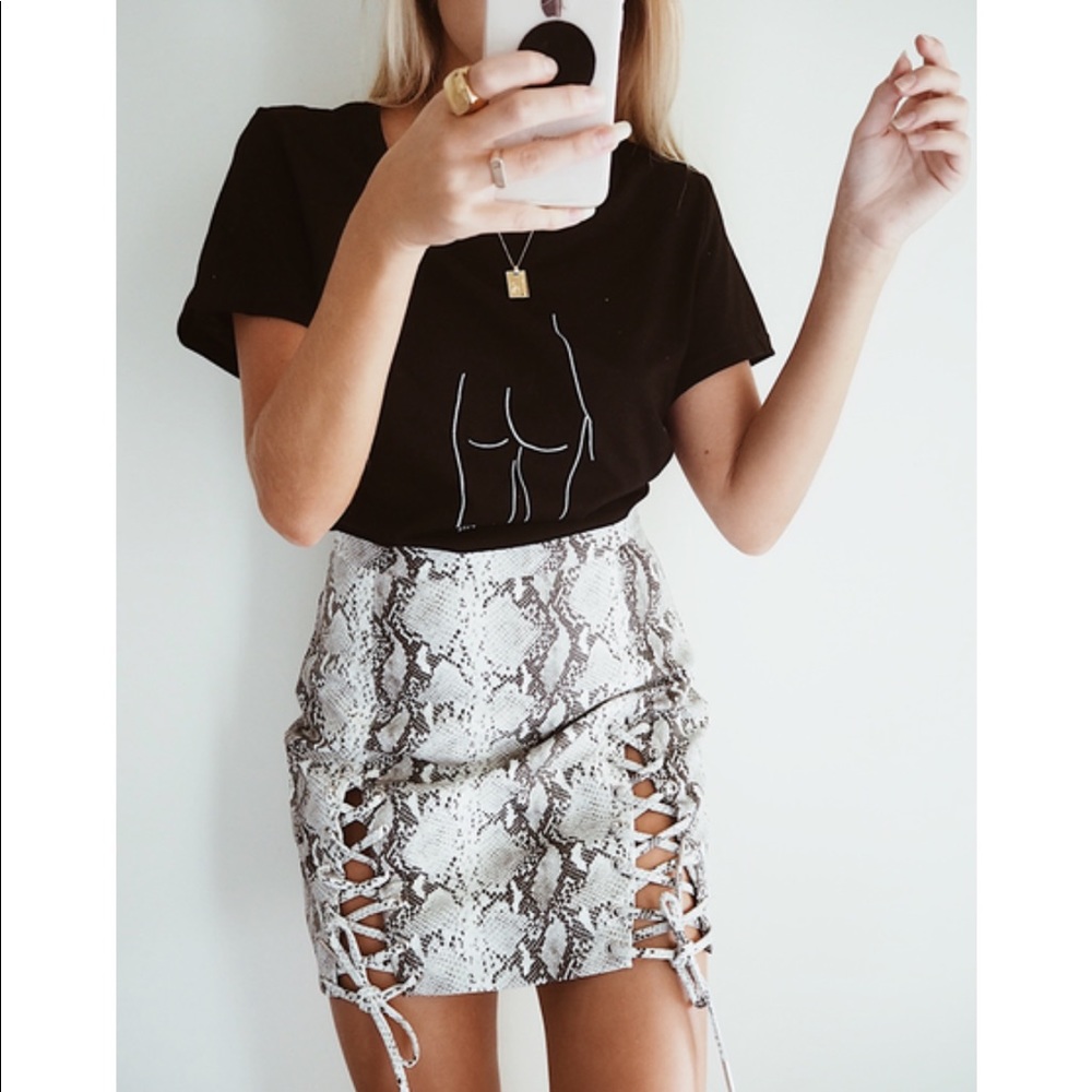 *Brand New* White Snakeskin Vegan Leather Skirt